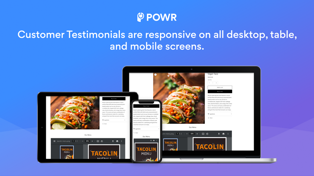 Testimonials are responsive on all connected devices.