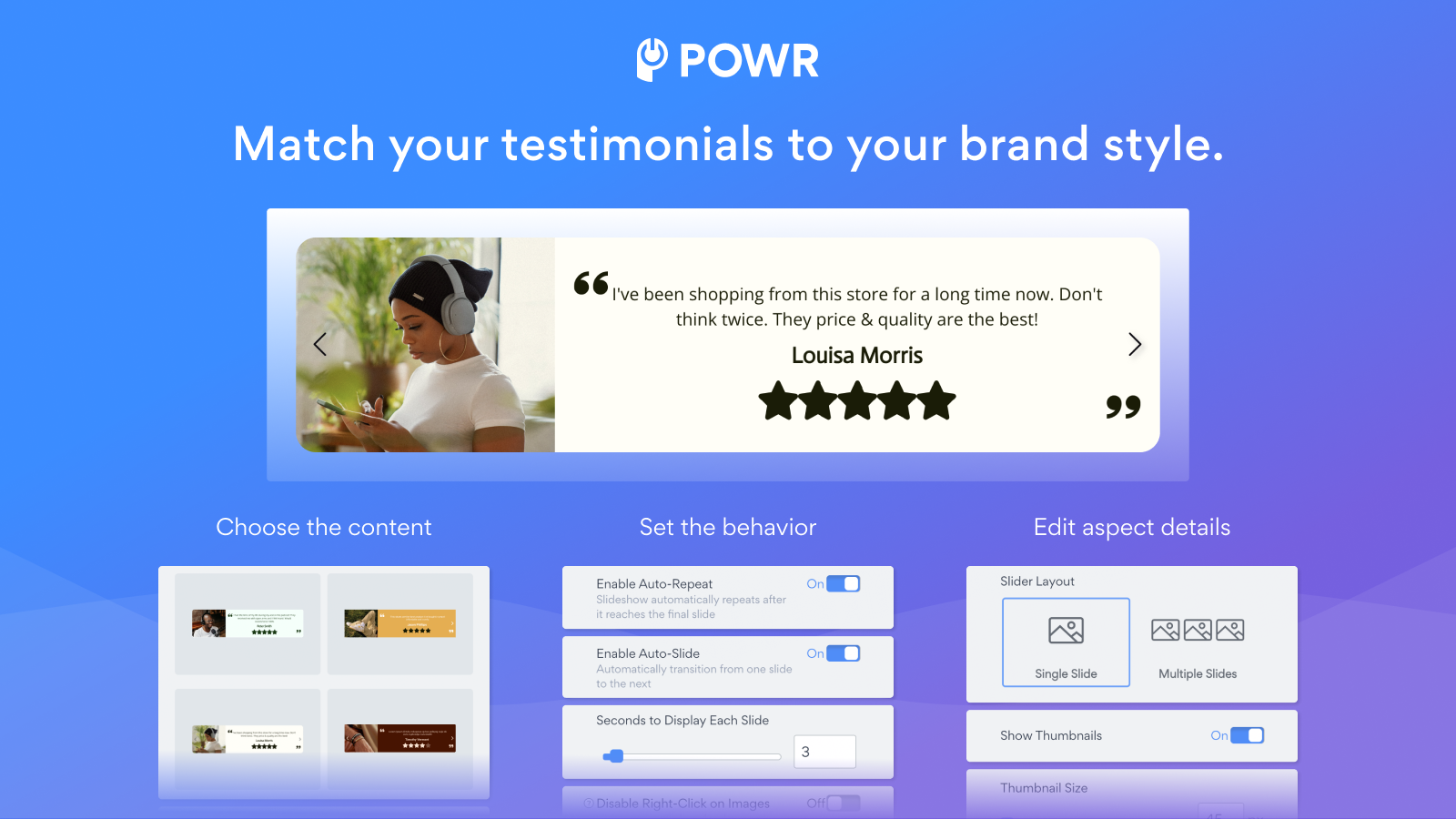 Match your testimonials to your brand