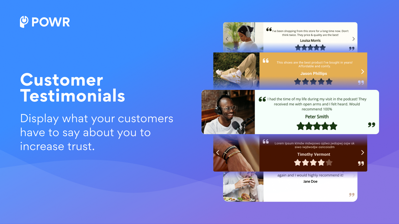 POWR: Customer Testimonials Screenshot