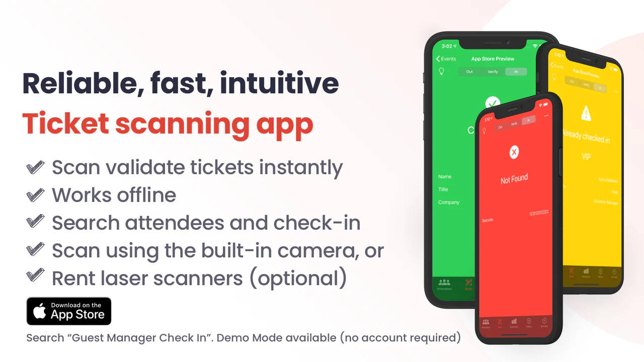 Shopify evenement check-in app ticket scanner