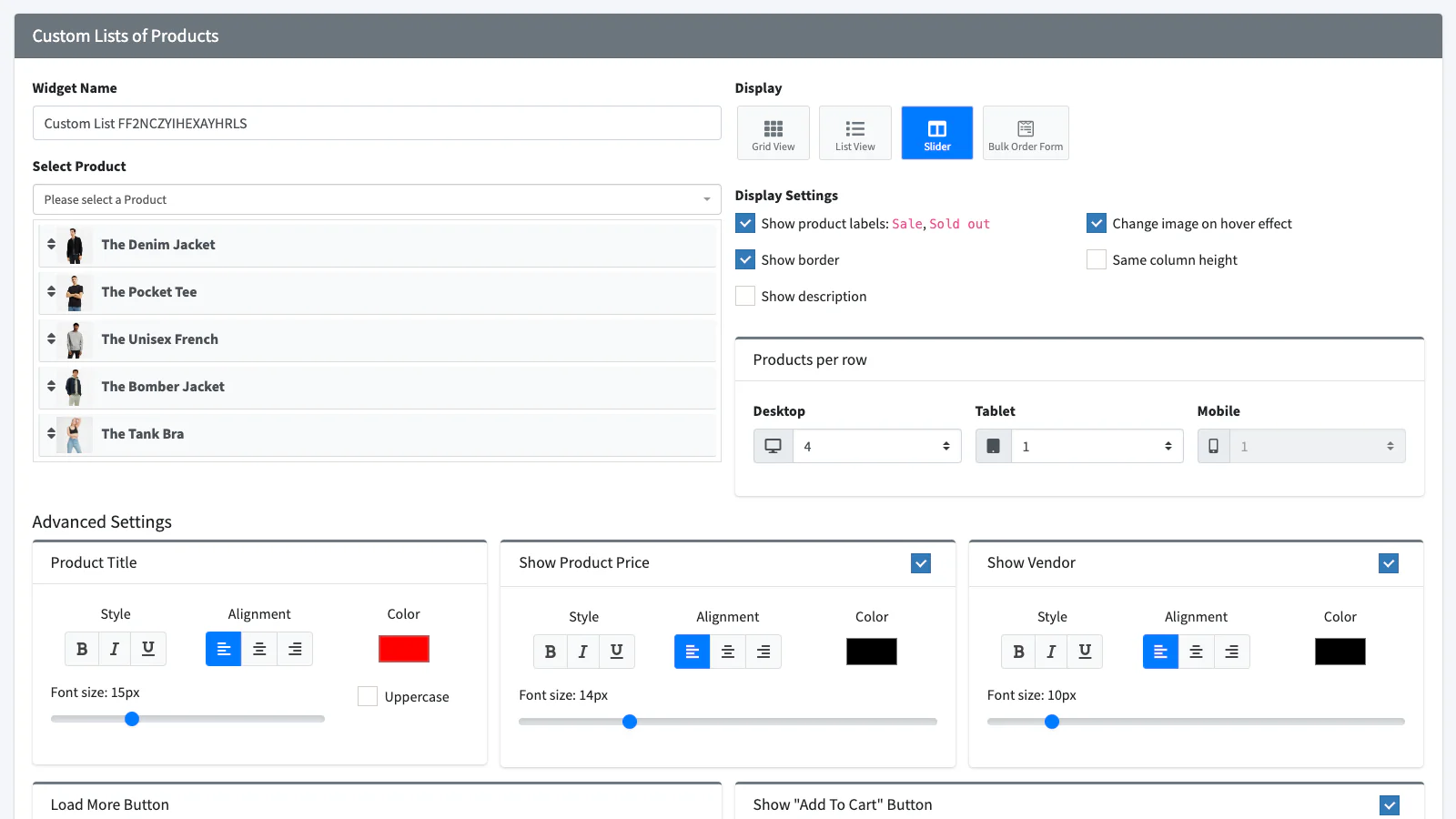 Hura Product Showcase Builder: Aangepaste Productenlijst