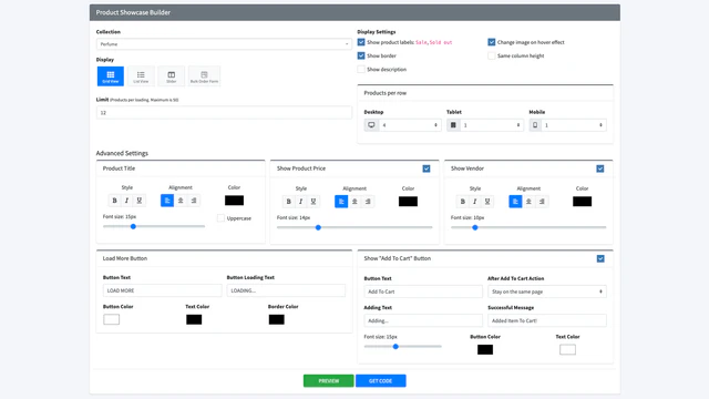 Hura Product Showcase Builder: Colección Completa