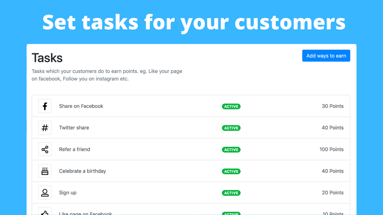 Set tasks for your customer