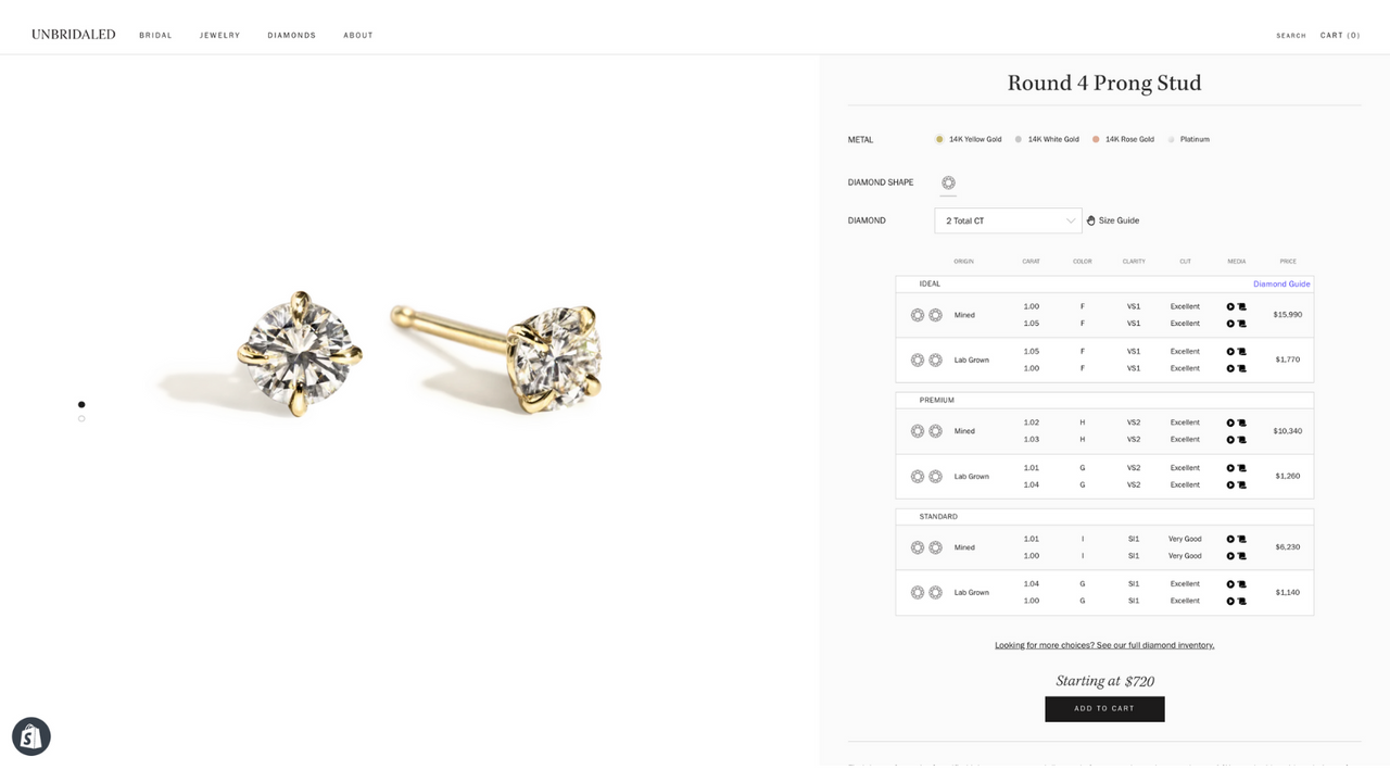 Our AI curation even matches pairs for diamond studs!