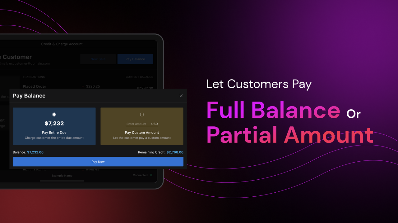 Allow customers to pay full balance or partial amounts