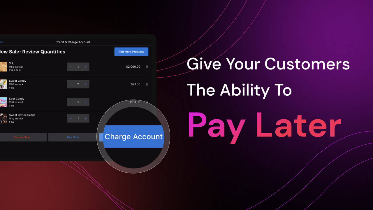 Charge on account or pay later on POS