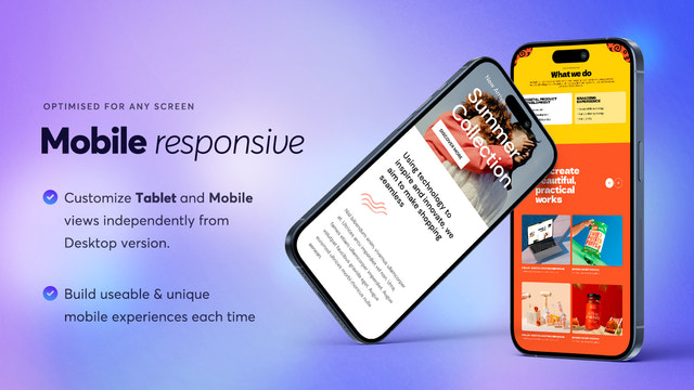 Responsiva design på alla mobila enheter för Brizy Shopify