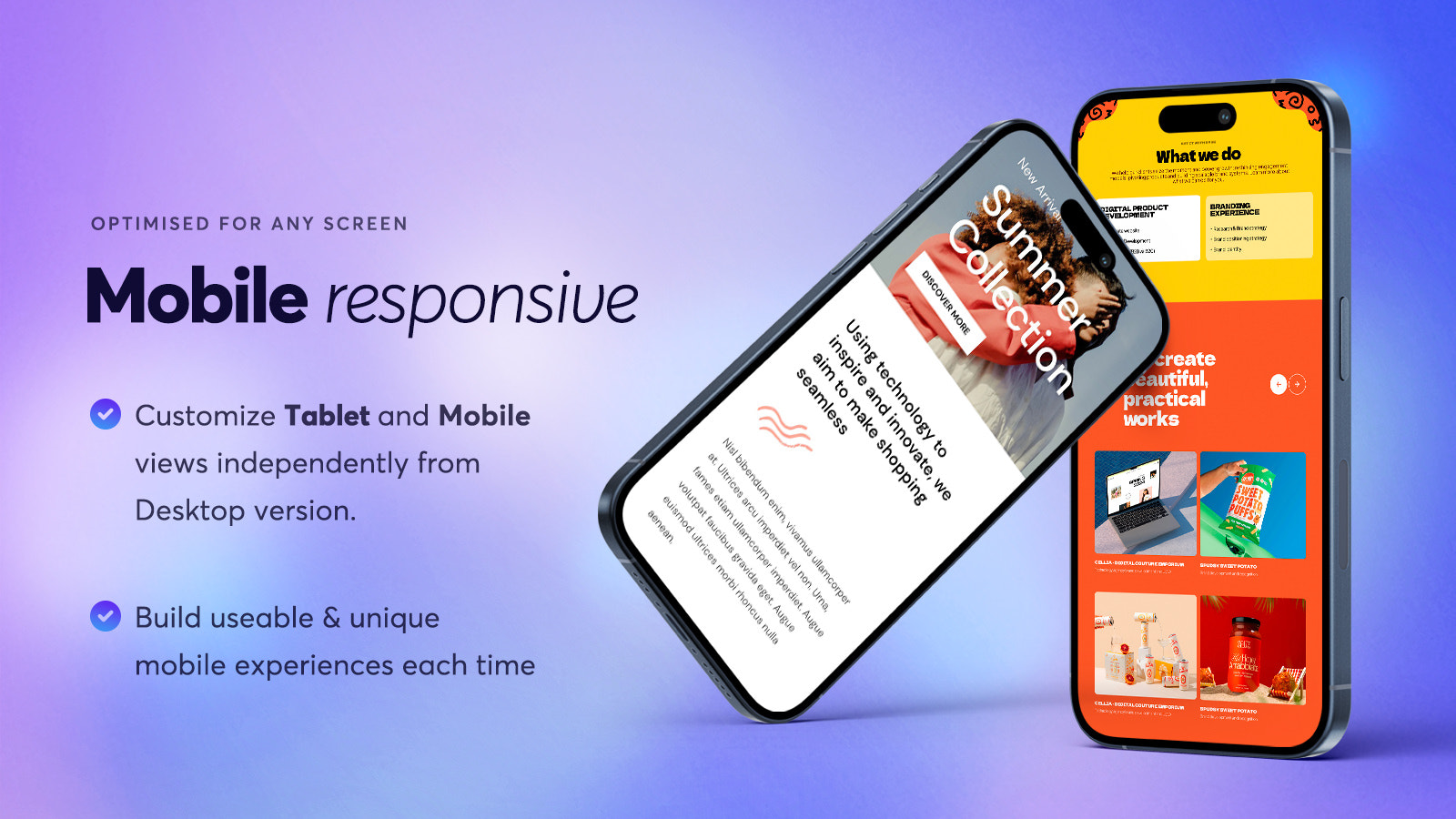 Responsive designs on any mobile device for Brizy Shopify