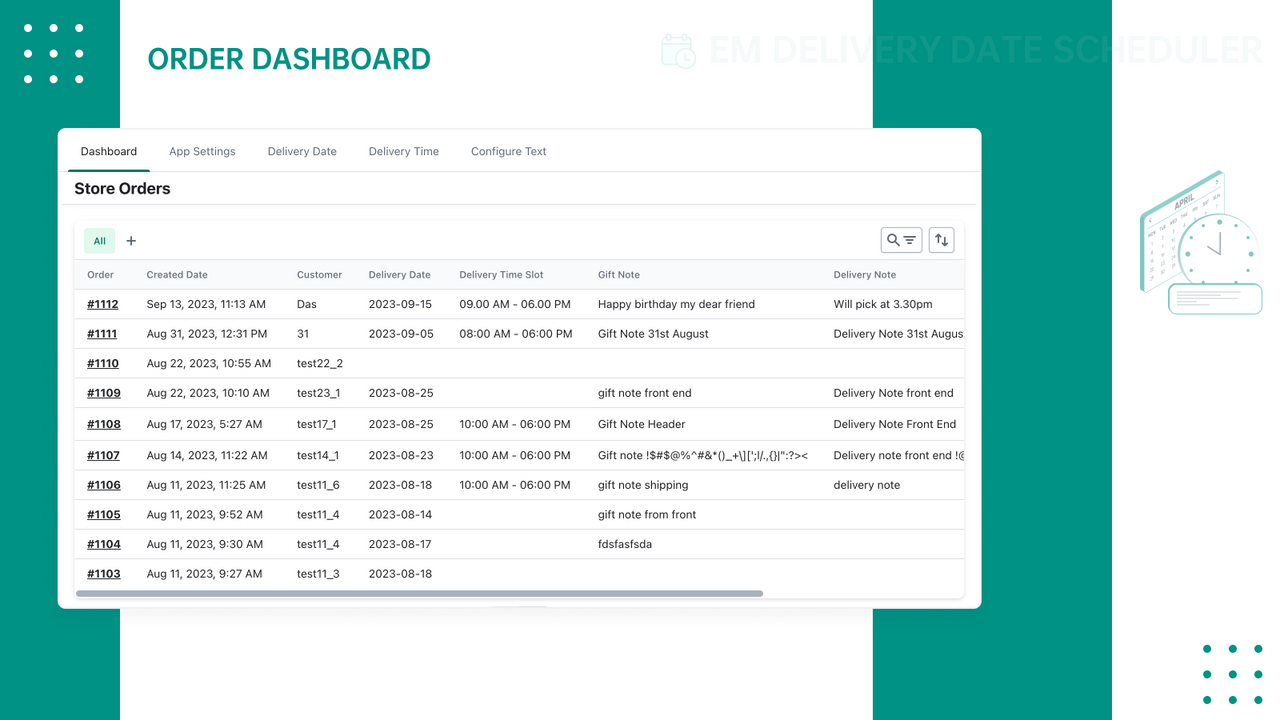 Sélecteur de date de livraison - Calendrier en front-end