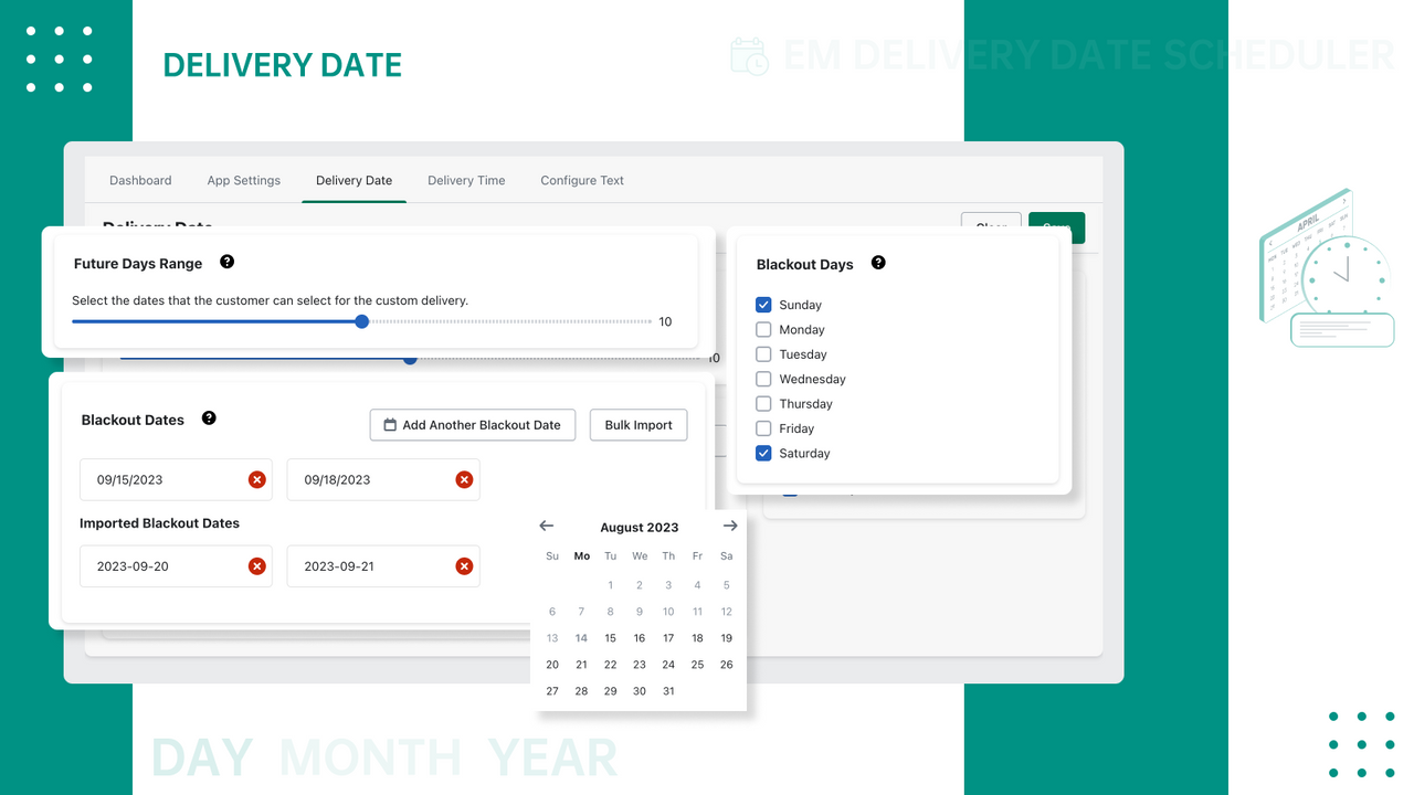 Delivery Date picker - Date Configuration
