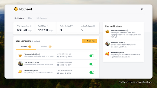 notifeed dashboard