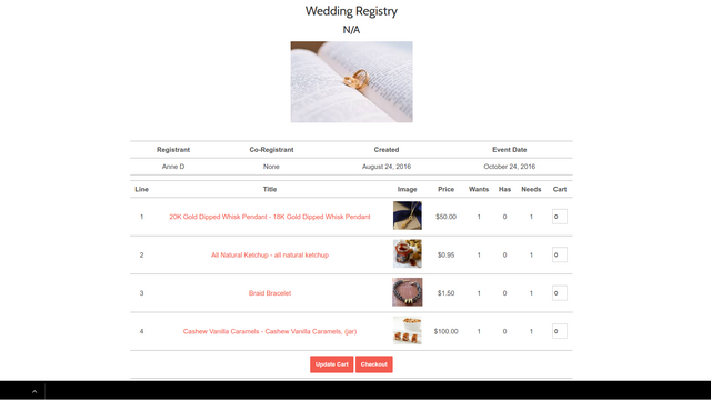 View your registry items in one table
