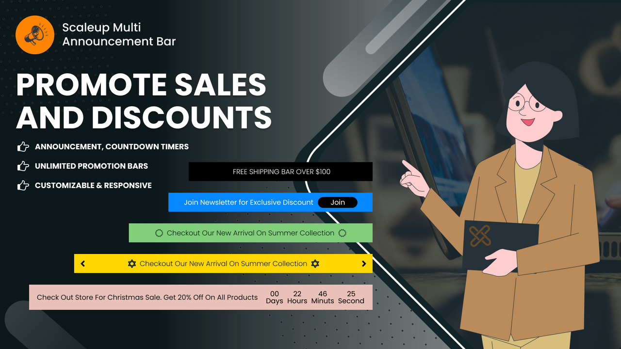 Scaleup Multi Announcement Bar - Customizable promo bars for multiple  locations.