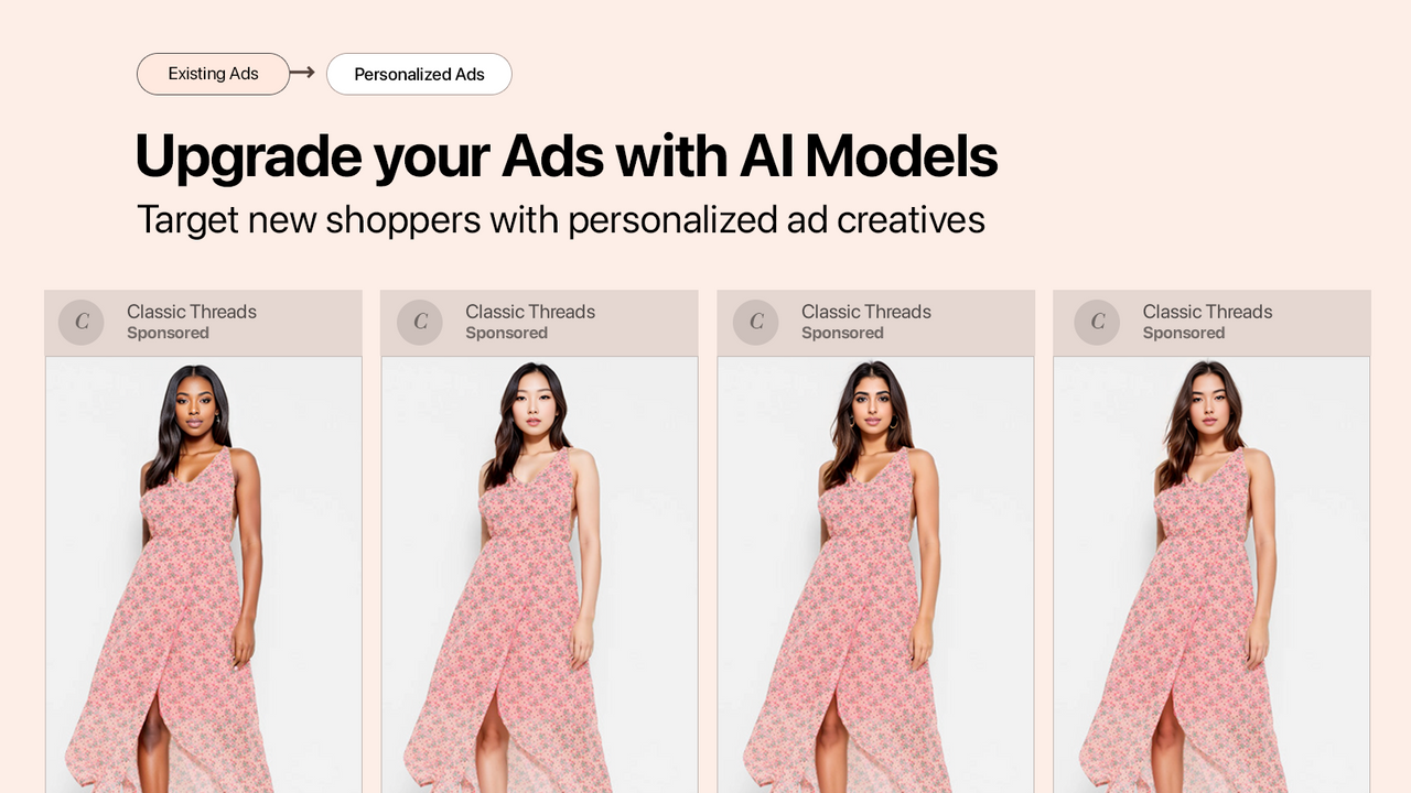 Create new images for ads by changing the models instantly