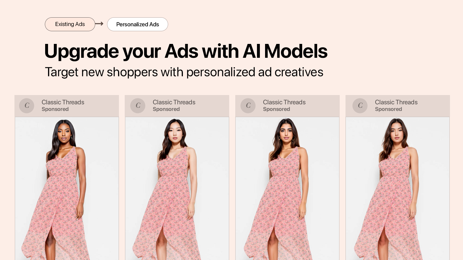 Create new images for ads by changing the models instantly