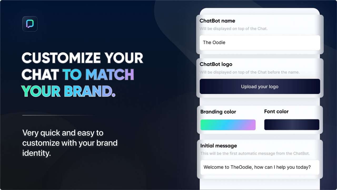 personalize seu chat para combinar com sua marca