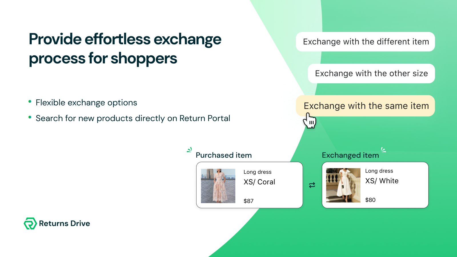 Flexible returns & exchange: pick items directly at portal