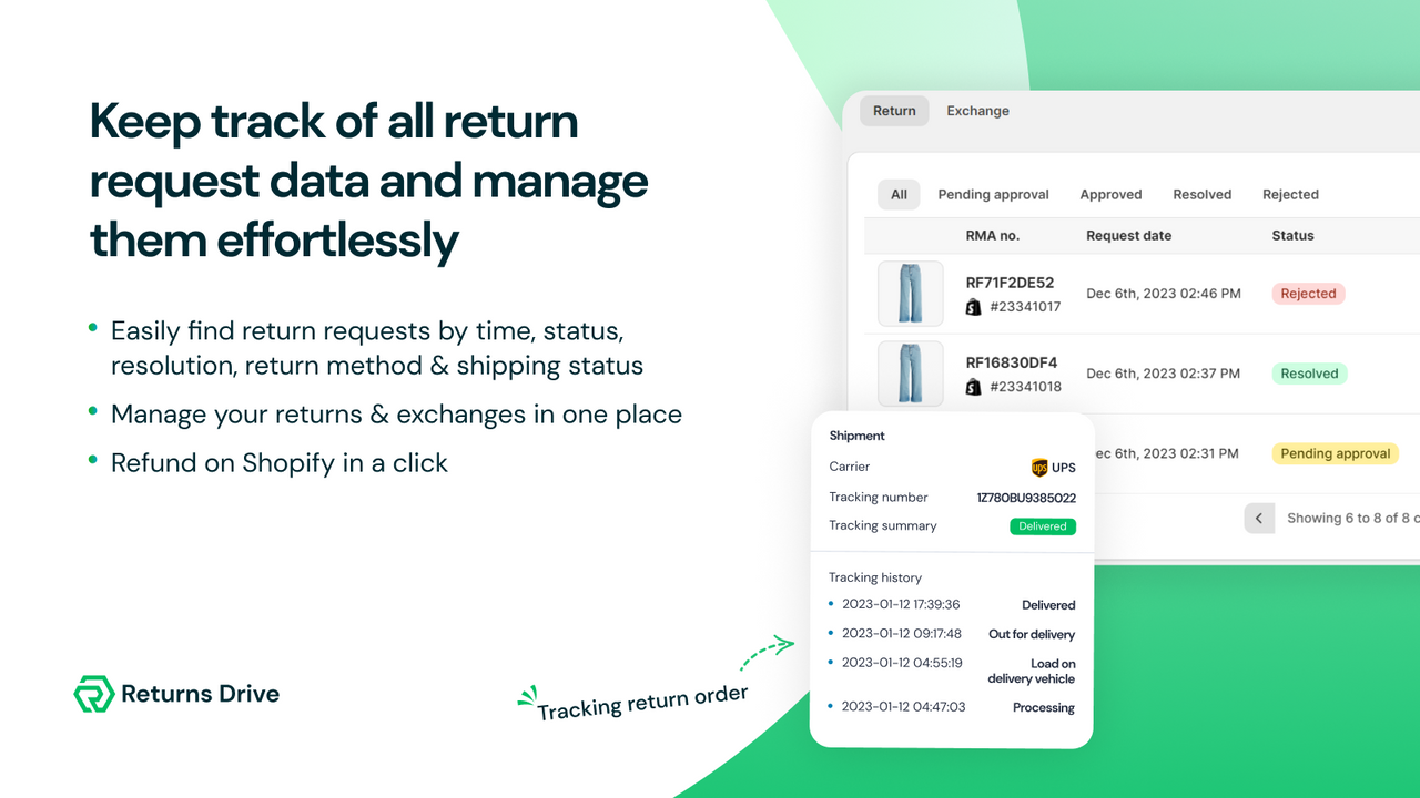 Return management: manage and process all return requests.