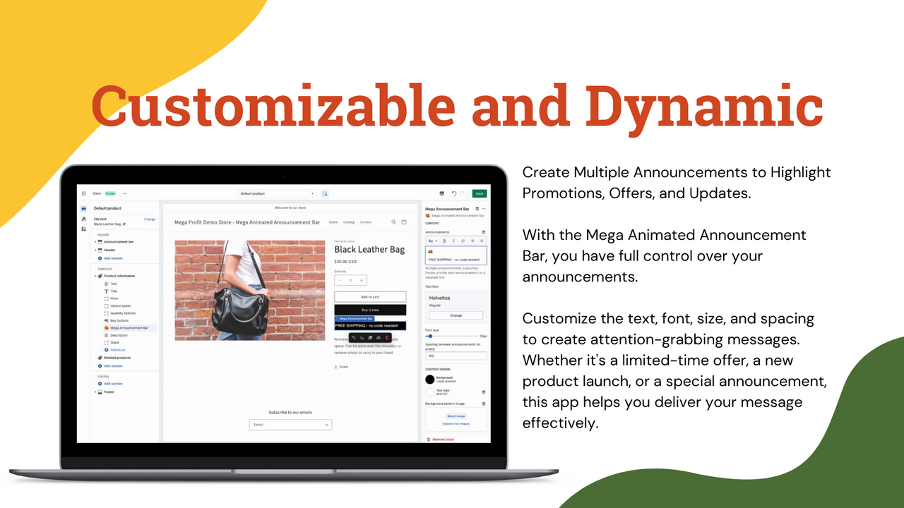 Mega Animated Announcement Bar - Personnalisable et dynamique