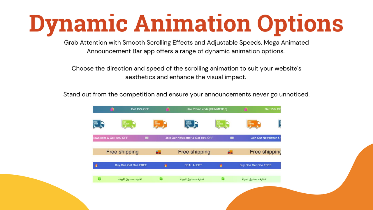 Mega Animated Announcement Bar - Opções de Animação Dinâmica