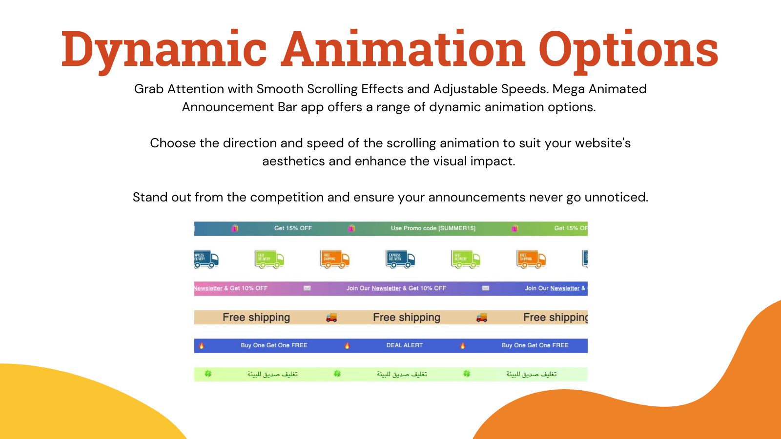 Mega Animated Announcement Bar - Options d'animation dynamique