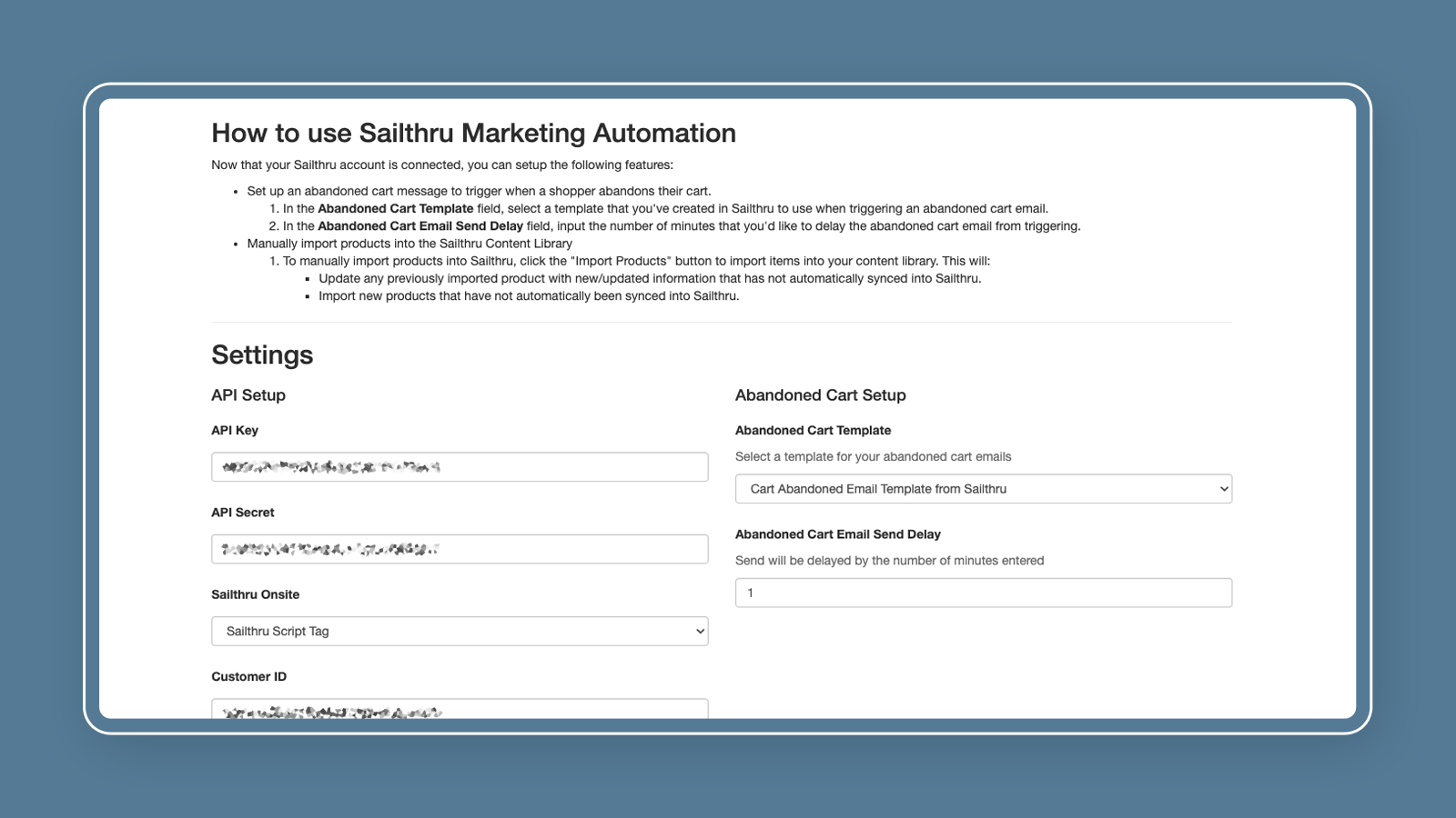 Capture d'écran de l'application Sailthru Marketing Automation.