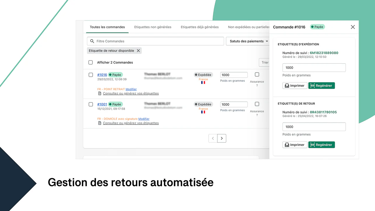 Gestion des retours Colissimo