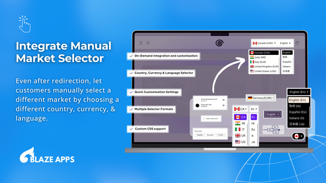 Geolocation dropdown market selector & picker