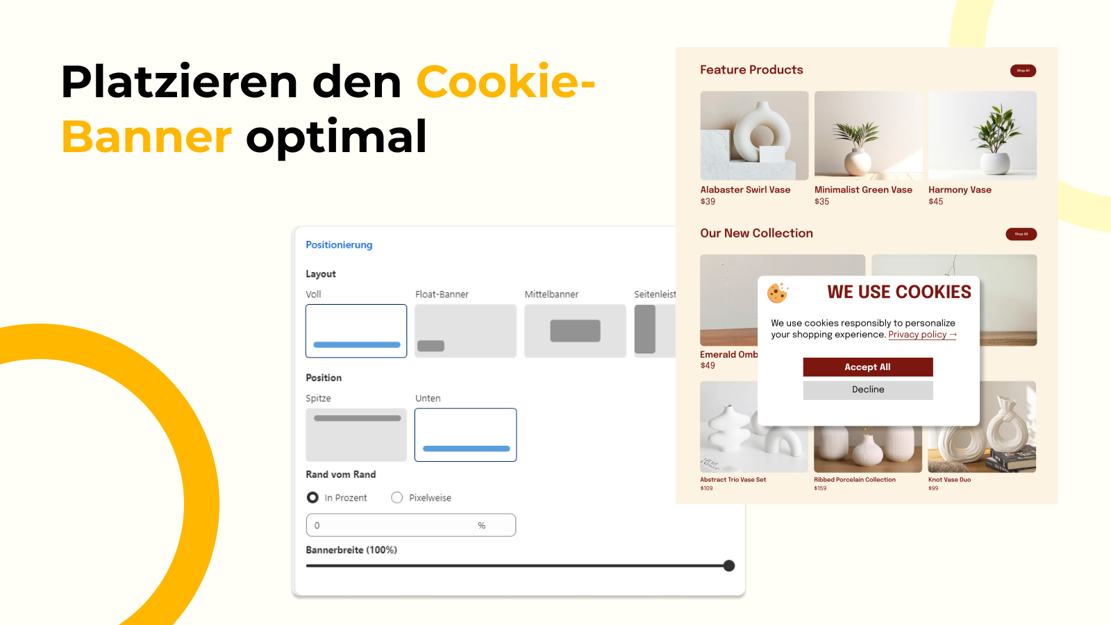 Platzieren den Cookie-Banner optimal