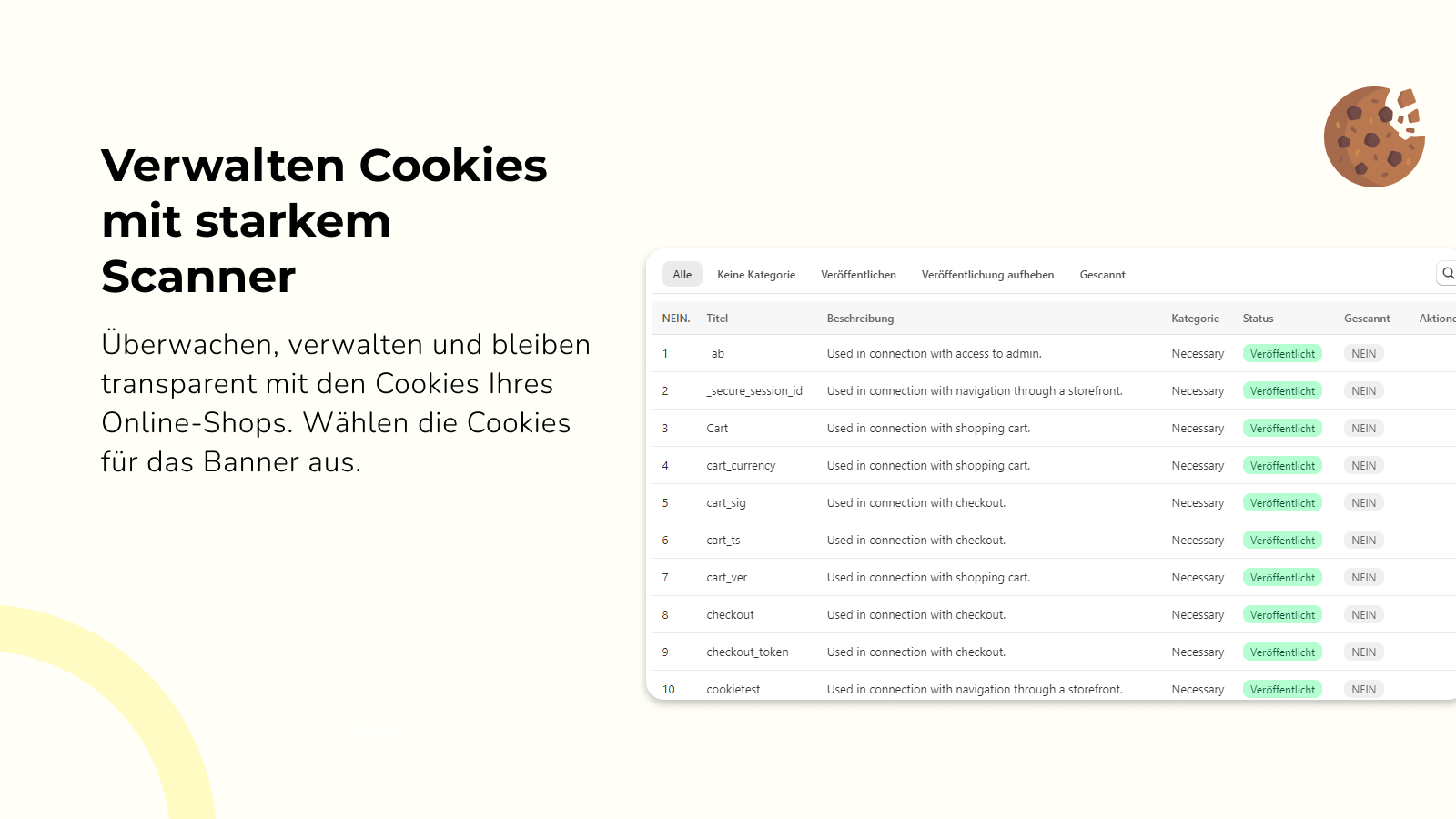 Verwalten Cookies mit starkem Scanner