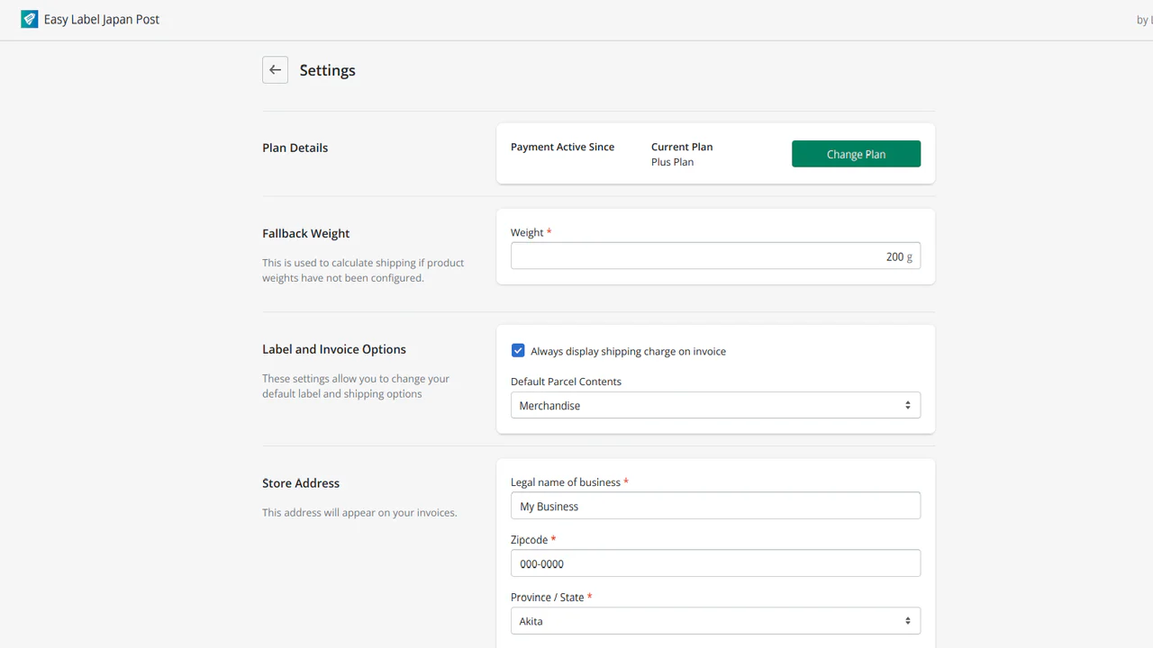 Settings Page