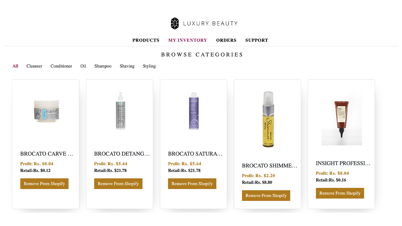 Gestión de inventario de Luxury Beauty