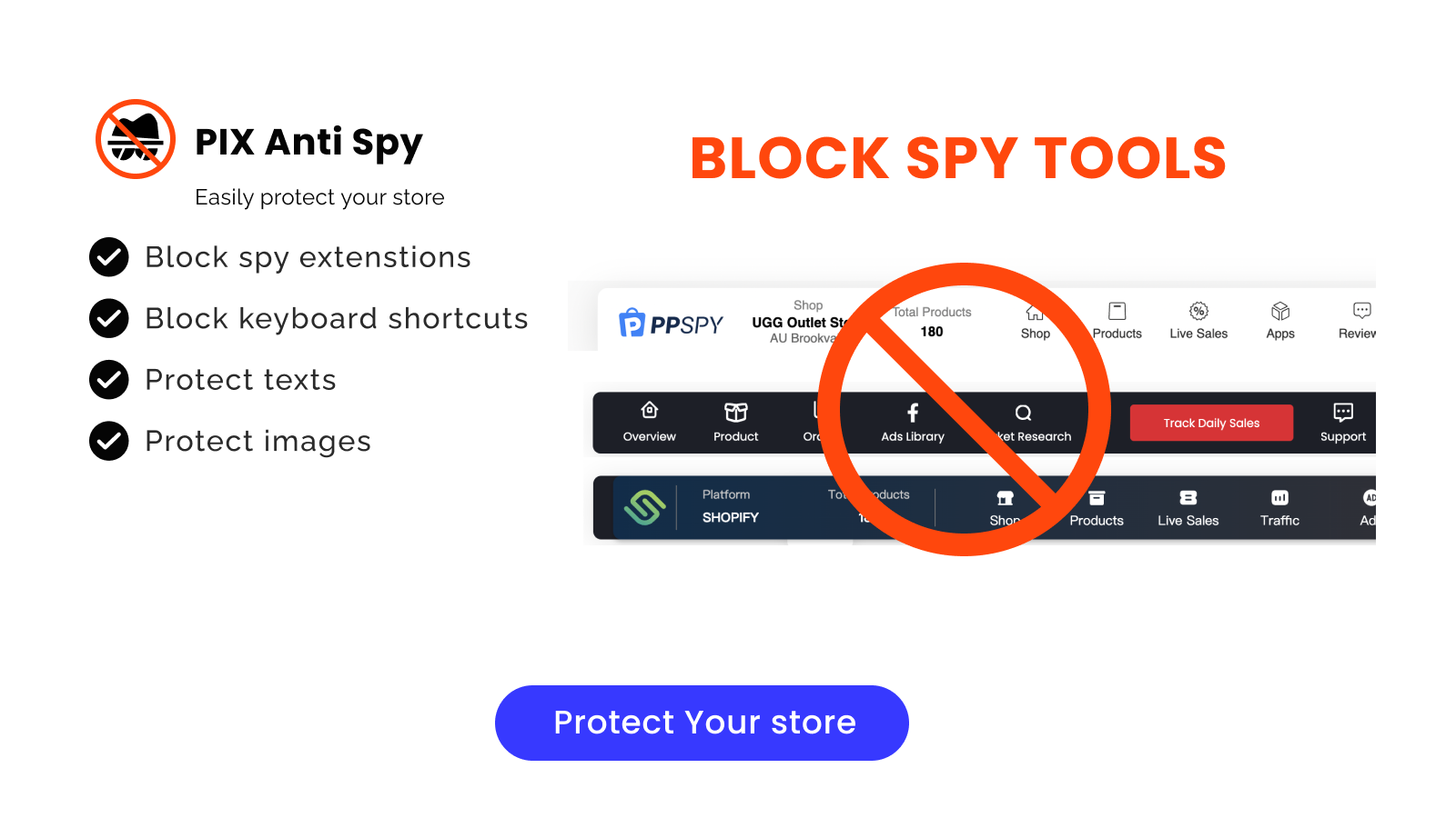 PIX - Anti Spy App, die hilft, die Daten Ihres Shops zu schützen