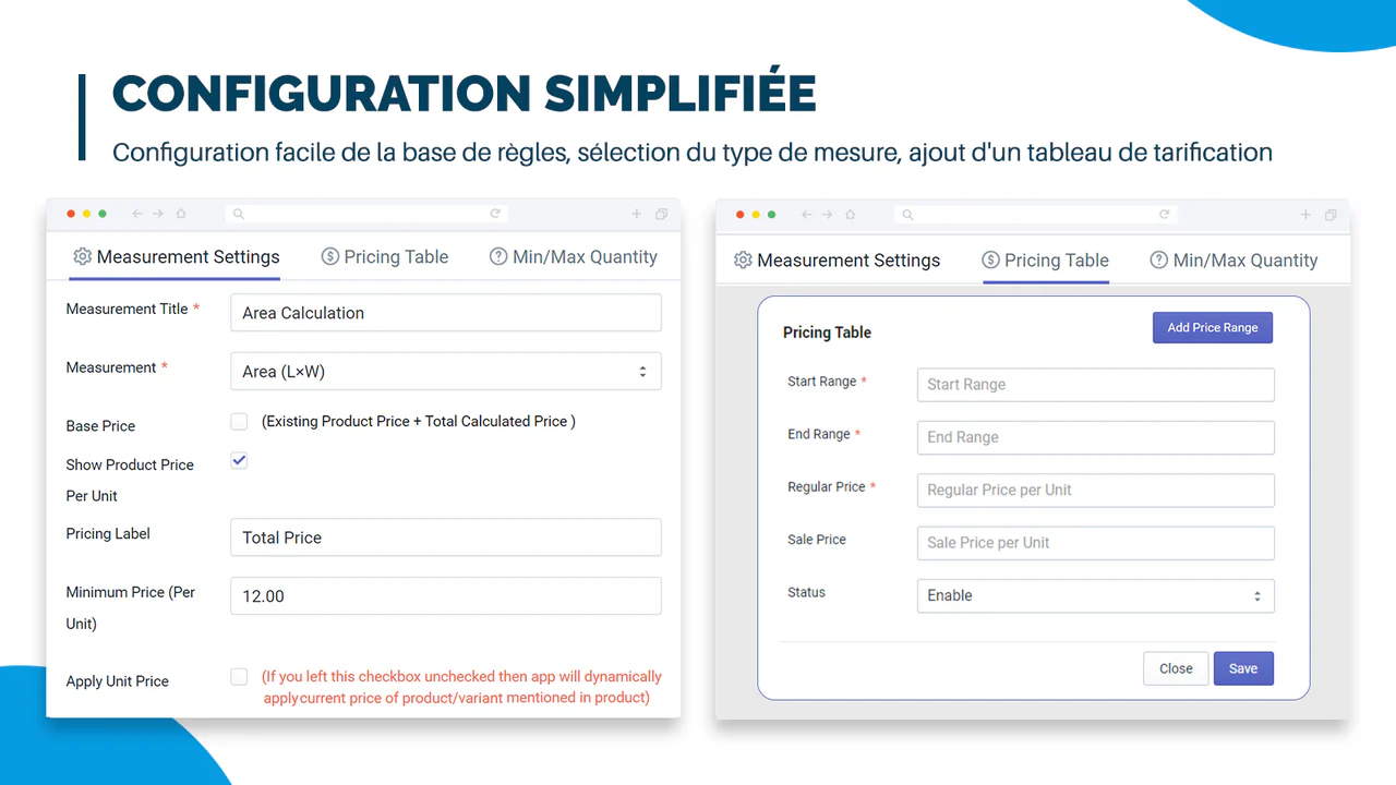 Calculateur de prix de mesure