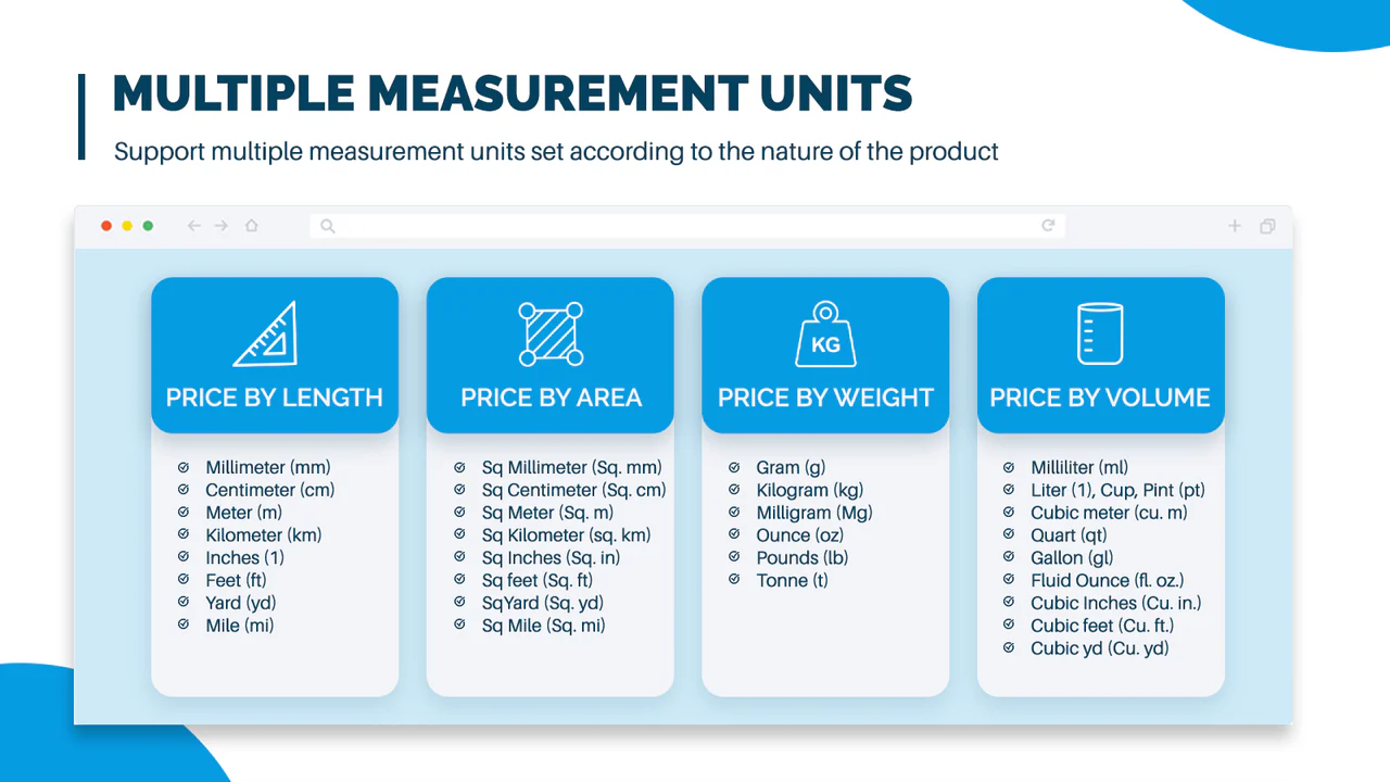 Choose from the highlighted measurement types