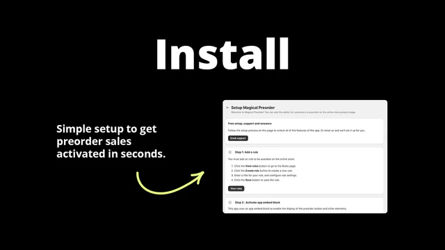 Install - Simple setup to activate preorders