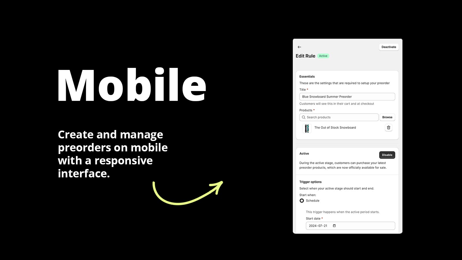 Mobile - Create and manage preorders on mobile