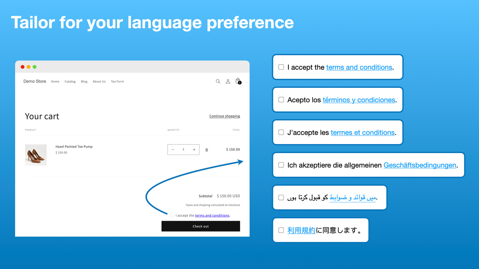 Personalizar T&Cs para Qualquer Idioma