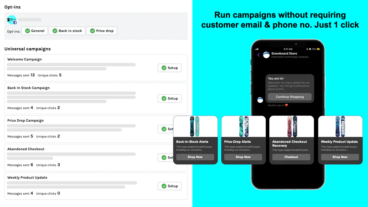 Run campaigns without requiring customer email & phone numbers