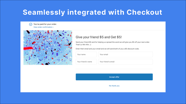 Example of checkout experience
