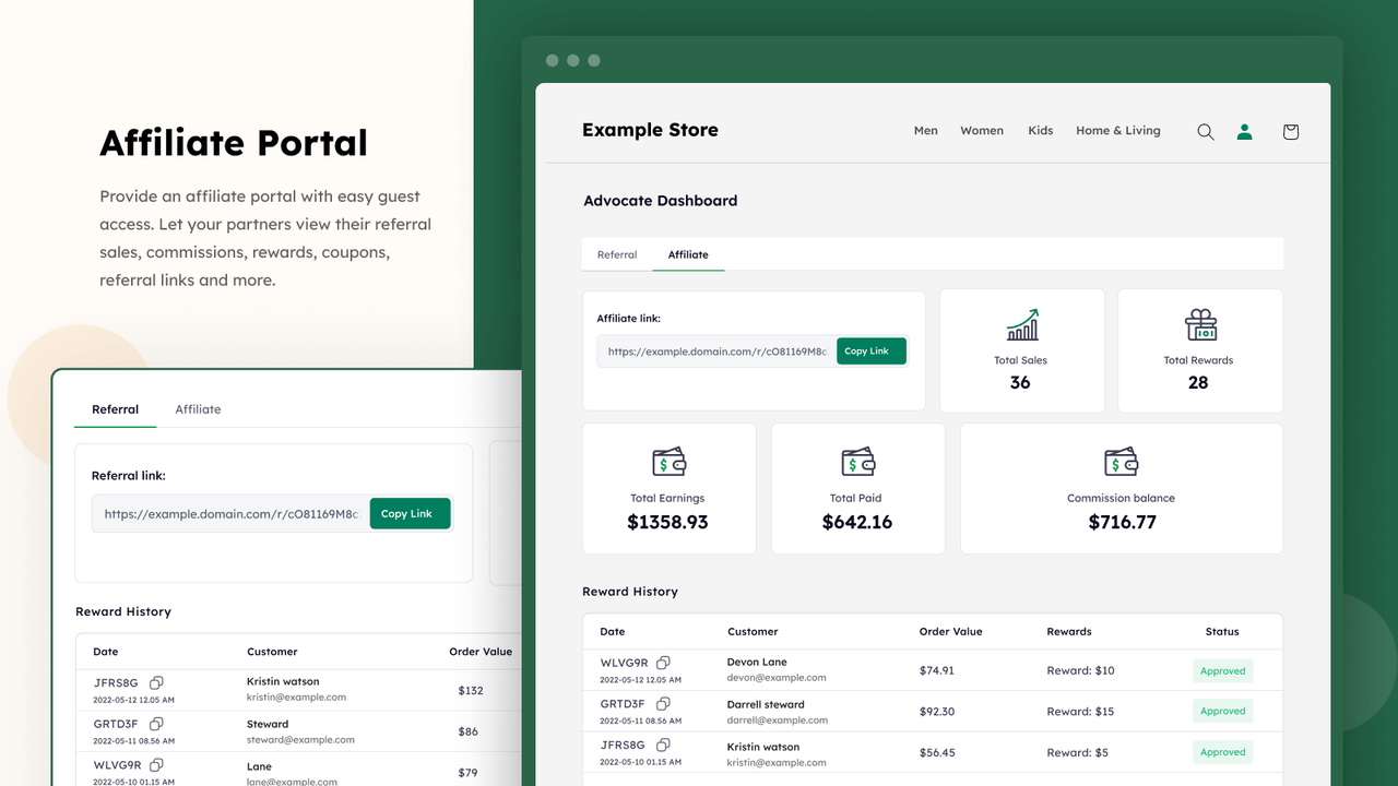 Portal de afiliados para seus parceiros visualizarem vendas, comissões