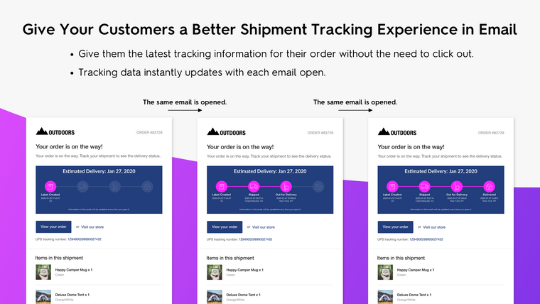 Live Shipment Track For Email Screenshot