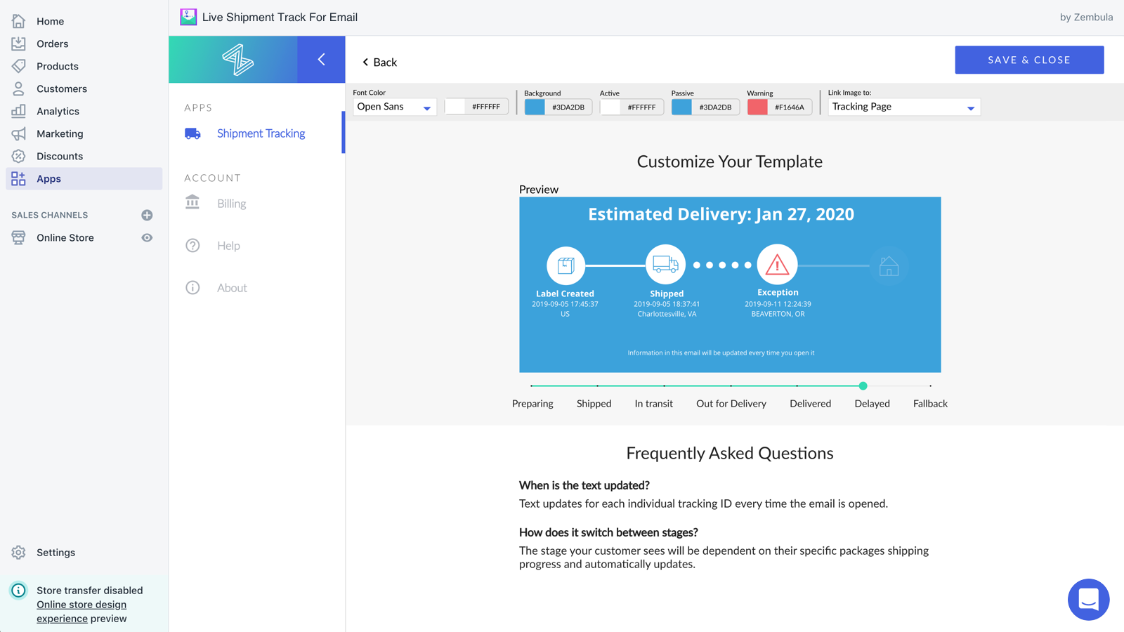 Live Shipment Track For Email Screenshot