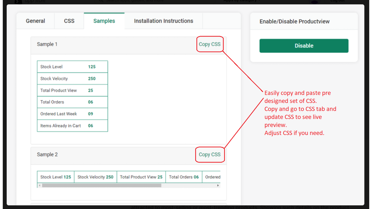 Samples Tab