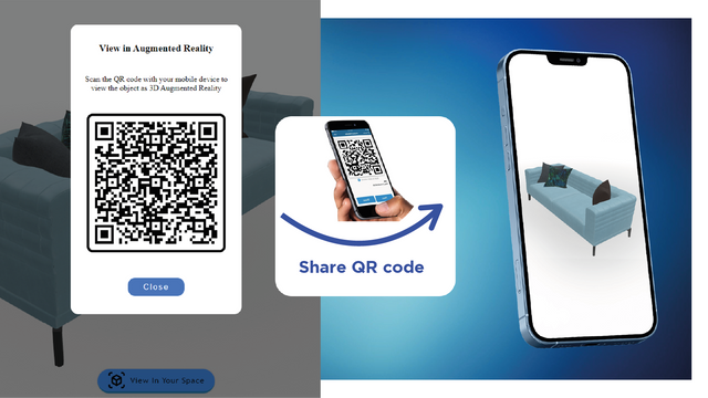 Share QR code and view in AR mode from mobile web browsers