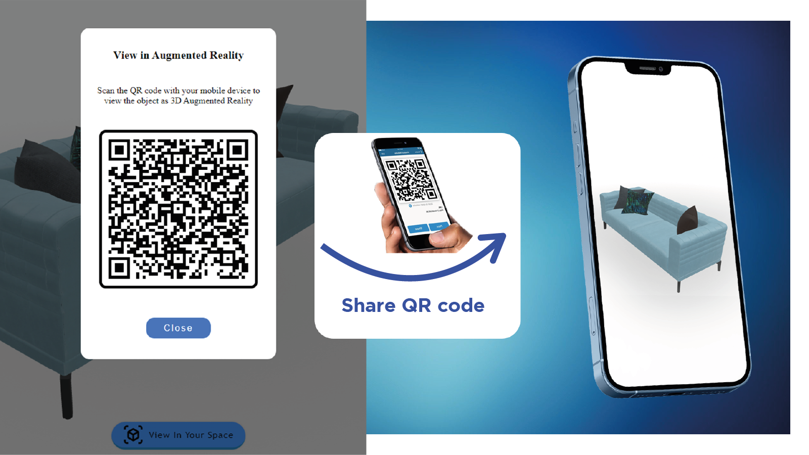 Deel QR-code en bekijk in AR-modus vanaf mobiele webbrowsers