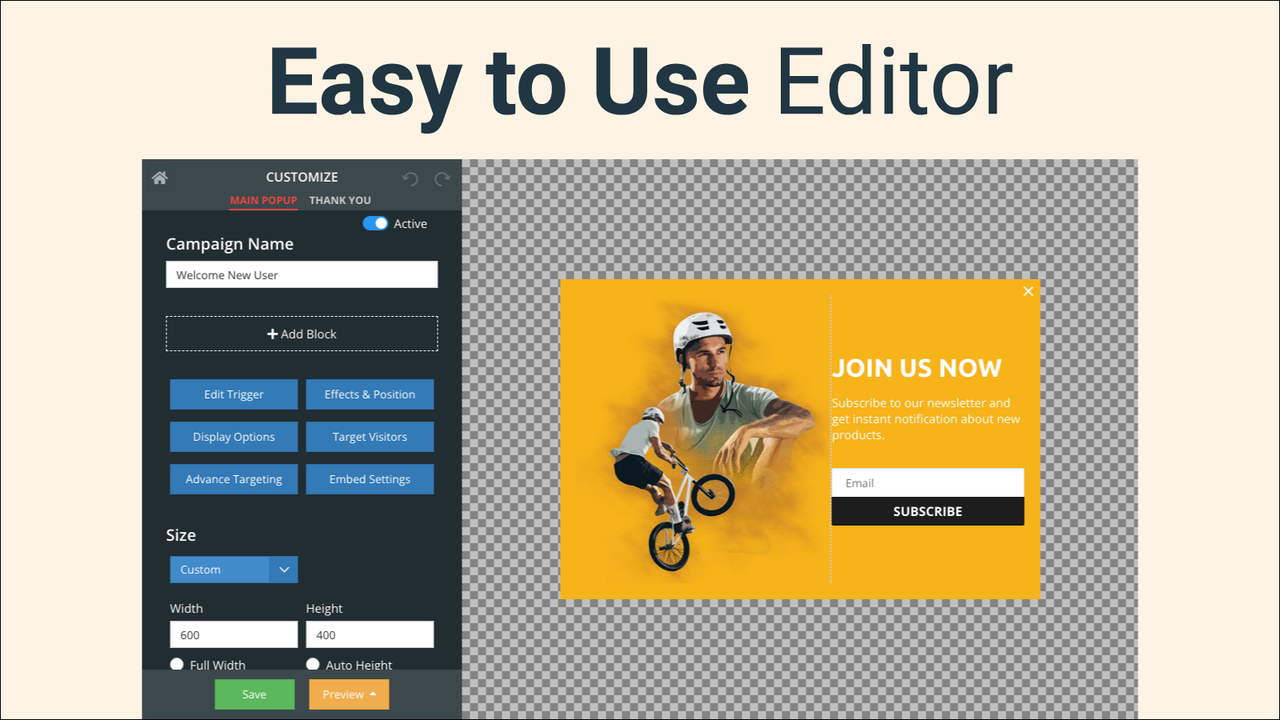 Easy to Use Popup Editor