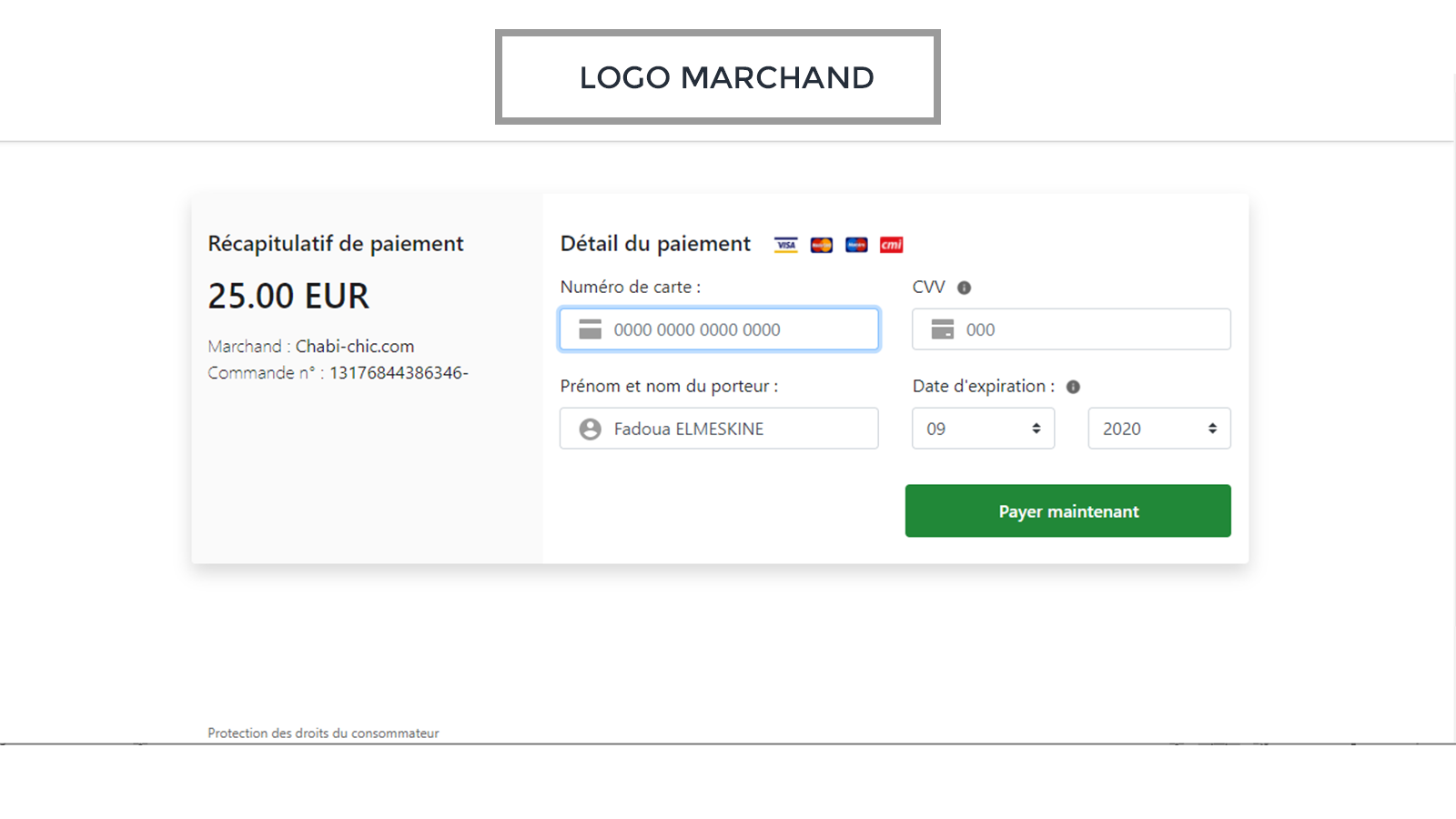 Page de paiement