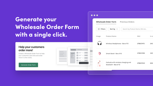 Generer din Wholesale Order Form med et klik.