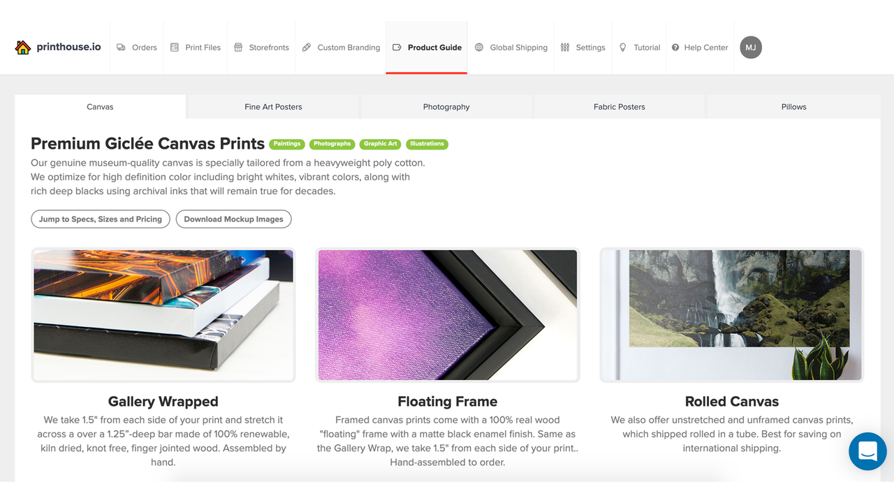 Printhouse.io的产品页面。